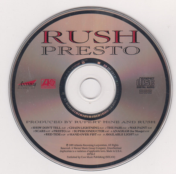 Rush : Presto (CD, Album, RE, RM)