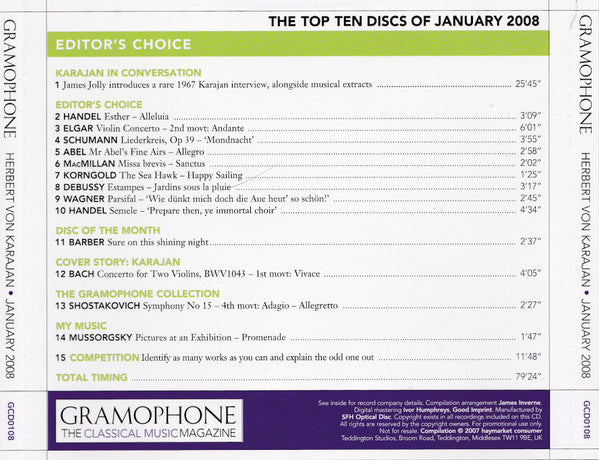 Herbert von Karajan : Karajan In Conversation + Editors Choice January 2008 (CD, Comp, Promo)