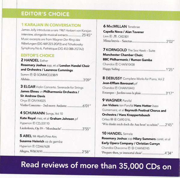 Herbert von Karajan : Karajan In Conversation + Editors Choice January 2008 (CD, Comp, Promo)