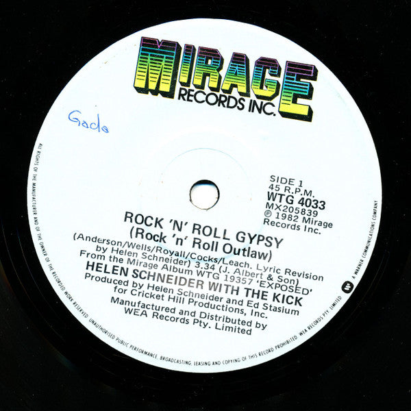 Helen Schneider : Rock 'N' Roll Gypsy (7", Single)