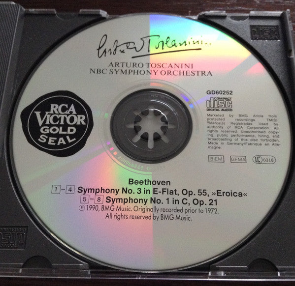 Ludwig van Beethoven - Arturo Toscanini, NBC Symphony Orchestra : Symphonies Nos. 1 & 3 "Eroica" (CD, Comp, Mono, RE, RM)
