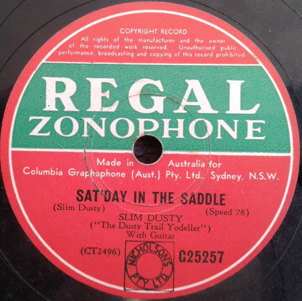 Slim Dusty : Give Me One More Chance / Sat'Day In The Saddle (Shellac, 10")
