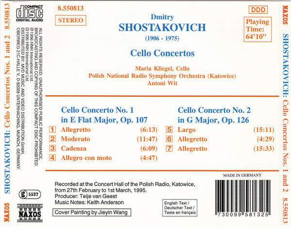 Shostakovich* - Maria Kliegel, Polish National Radio Symphony Orchestra, Antoni Wit : Cello Concertos Nos. 1 And 2 (CD, P+O)