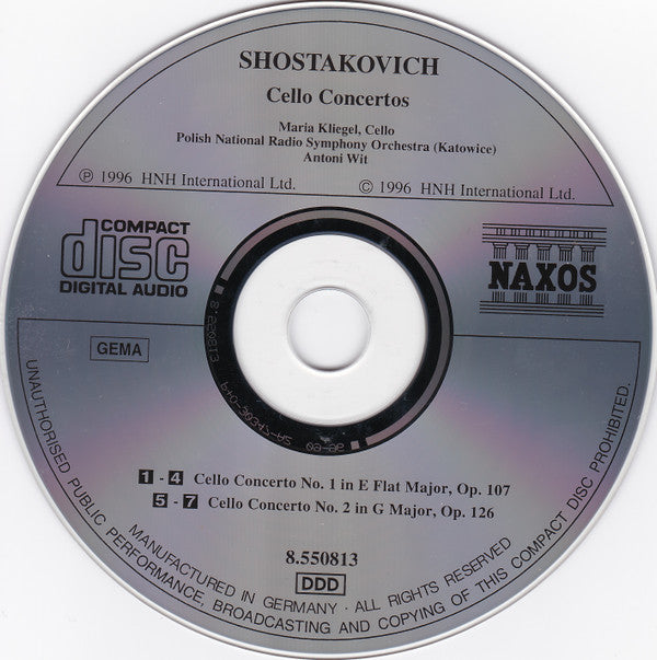 Shostakovich* - Maria Kliegel, Polish National Radio Symphony Orchestra, Antoni Wit : Cello Concertos Nos. 1 And 2 (CD, P+O)