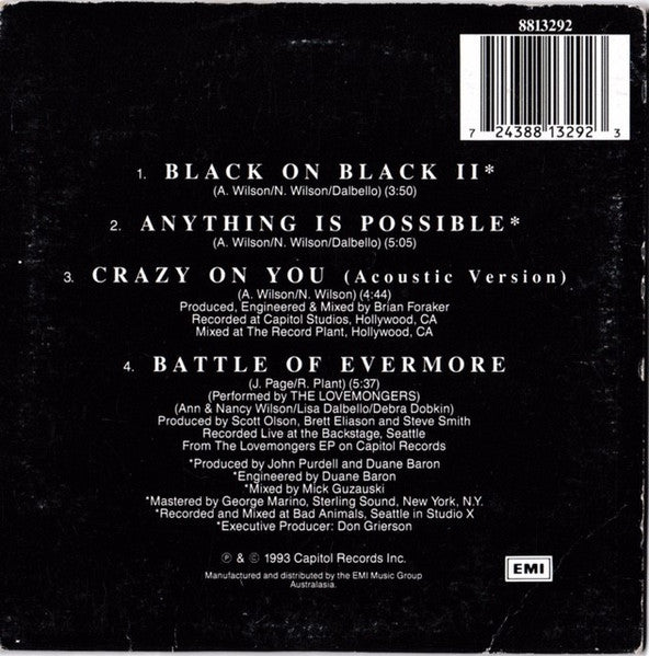 Heart : Black On Black II (CD, Single)