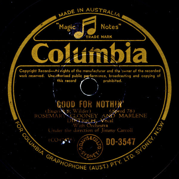 Marlene Dietrich And Rosemary Clooney : Too Old To Cut The Mustard / Good For Nothin' (Shellac, 10")