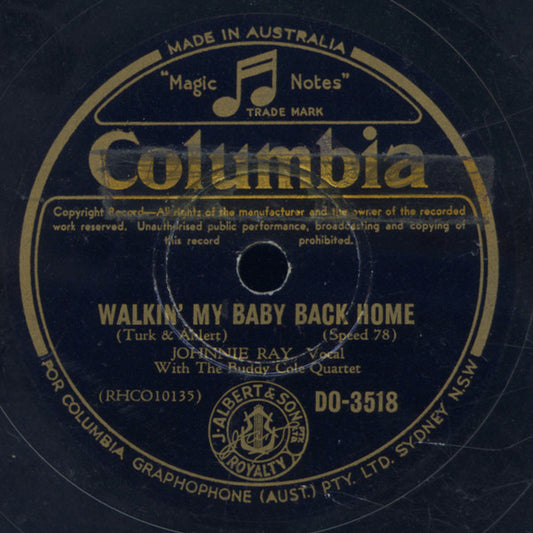 Johnnie Ray With The Buddy Cole Quartet And The Four Lads : Walkin' My Baby Back Home / Mountains In The Moonlight (Shellac, 10", Single)