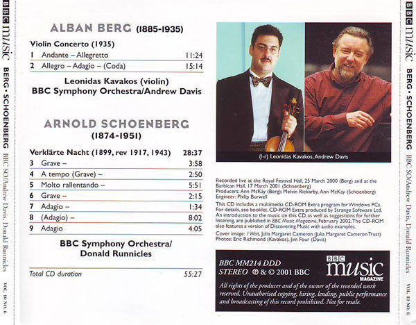 Berg* / Schoenberg* - Leonidas Kavakos*, BBC SO*, Andrew Davis, Donald Runnicles : Violin Concerto "To The Memory Of An Angel" / Verklärte Nacht (CD-ROM, Enh)