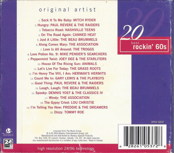 Various : 20 Best Rockin' 60s (CD, Comp)