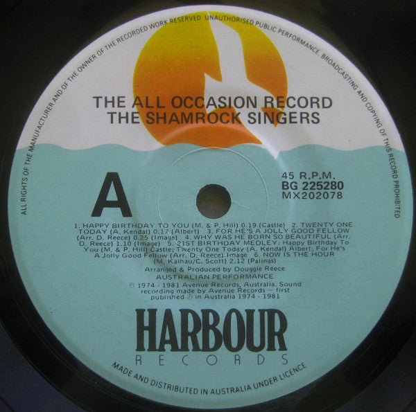 The Shamrock Singers : The All Occasion Record (7", EP)