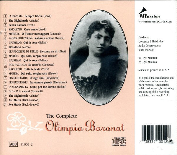 Olimpia Boronat : The Complete Olimpia Boronat (CD, Comp, Mono, RM)