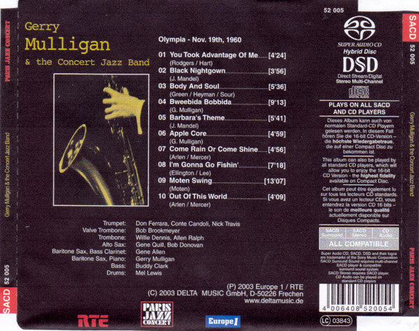Gerry Mulligan & The Concert Jazz Band : Olympia - Nov. 19th, 1960 (CD, Album, Multichannel, SAC)