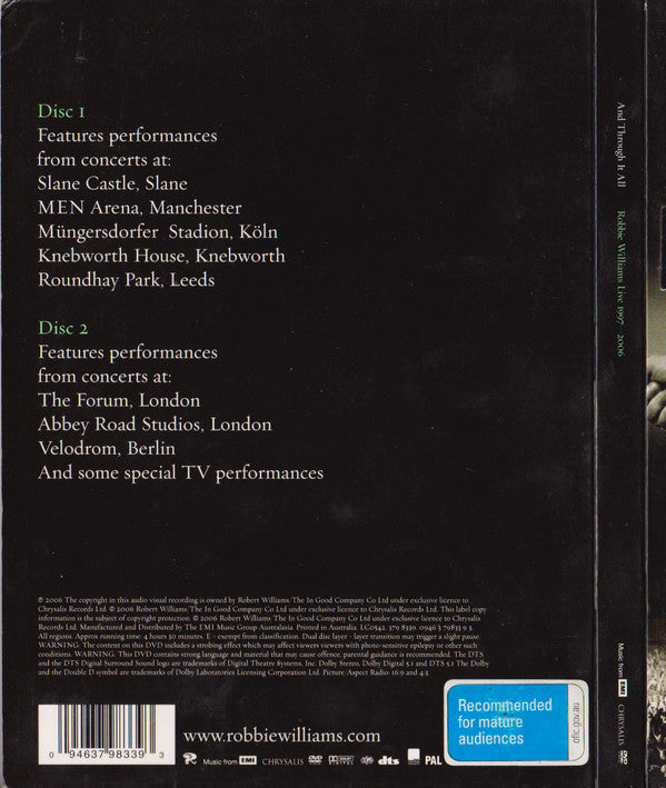 Robbie Williams : And Through It All: Robbie Williams Live 1997-2006 (2xDVD-V, Multichannel, PAL)