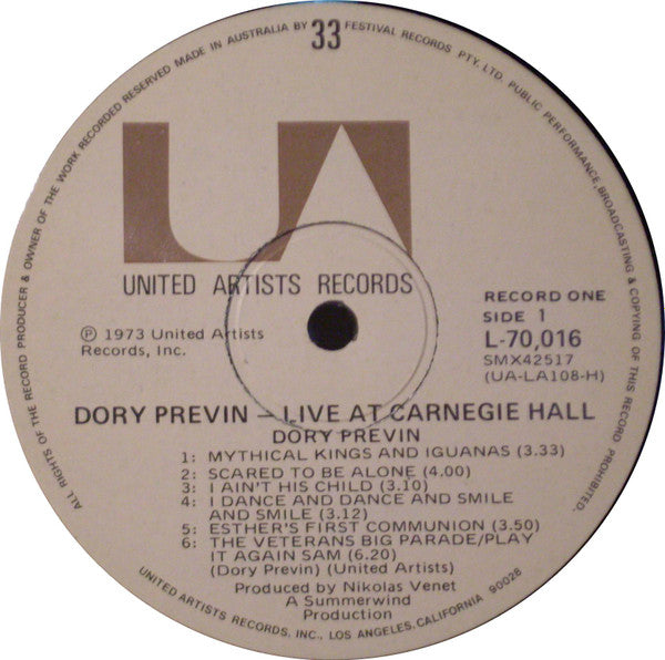 Dory Previn : Live At Carnegie Hall (2xLP, Album)