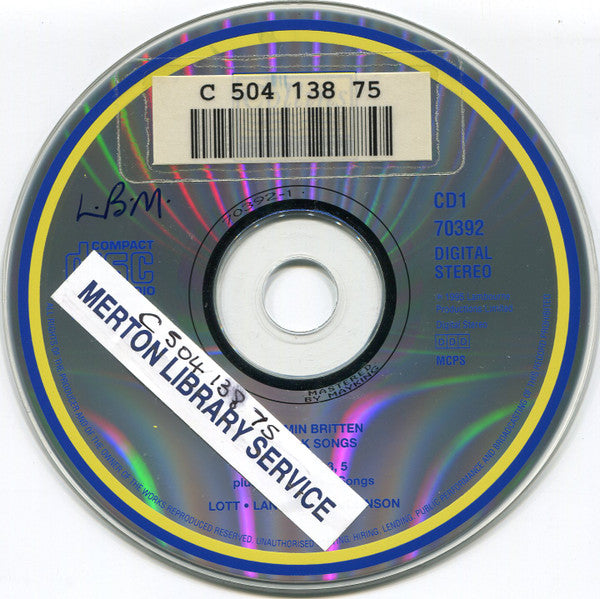 Benjamin Britten, Felicity Lott, Philip Langridge, Thomas Allen, Carlos Bonell, Osian Ellis, Graham Johnson (2), Northern Sinfonia, BBC Singers, The Wenhaston Boys' Choir, Steuart Bedford : Benjamin Britten - The Folk Songs (3xCD, Album)