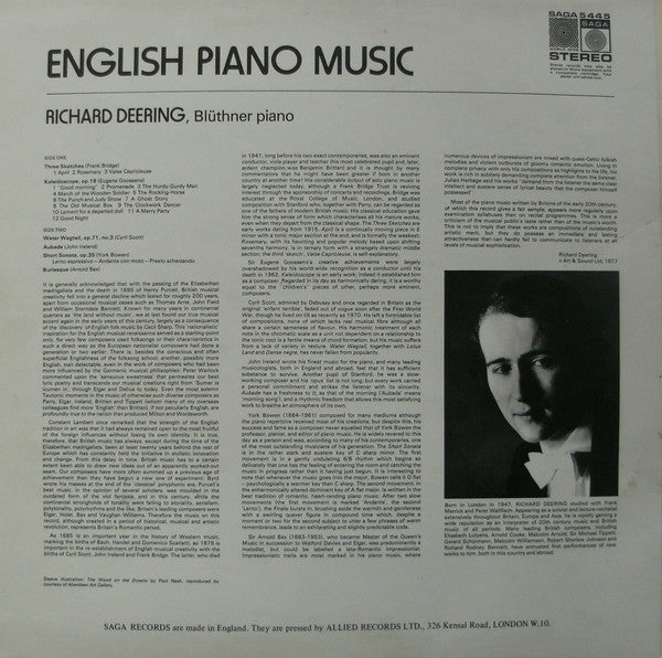 Richard Deering (2) : English Piano Music (LP)