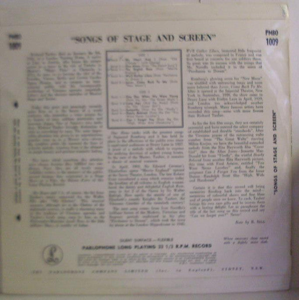 Richard Tauber : Songs Of Stage And Screen (10", Comp)