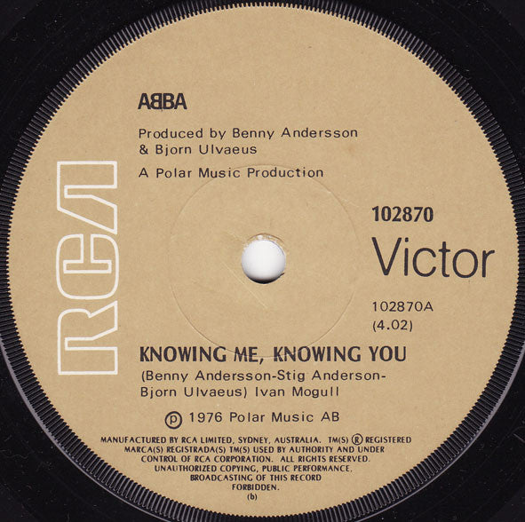 ABBA : Knowing Me, Knowing You (7", Single)