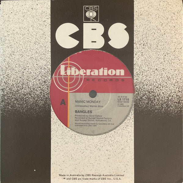 The Bangles* : Manic Monday (7", Single)