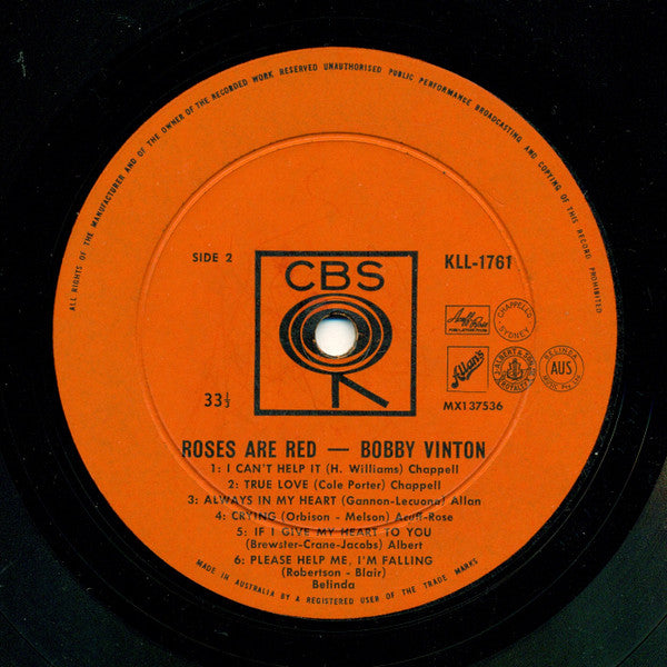 Bobby Vinton : Roses Are Red (LP, Album, Mono)