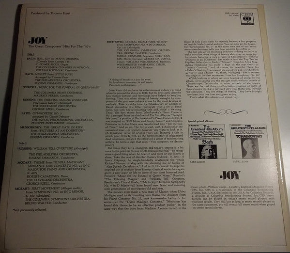 Various : Joy The Great Composers' Hits For The '70's (LP, Comp)