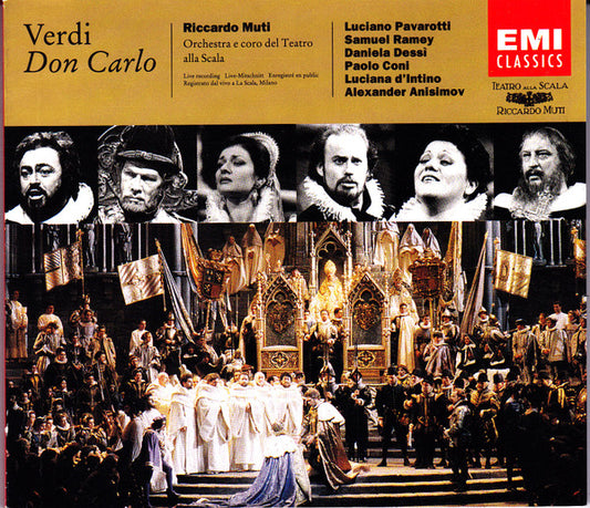 Giuseppe Verdi - Luciano Pavarotti, Samuel Ramey, Daniela Dessì, Paolo Coni, Luciana D'Intino, Alexander Anisimov, Orchestra Del Teatro Alla Scala E Coro Del Teatro Alla Scala, Riccardo Muti : Don Carlo (3xCD, Album + Box, Sli)