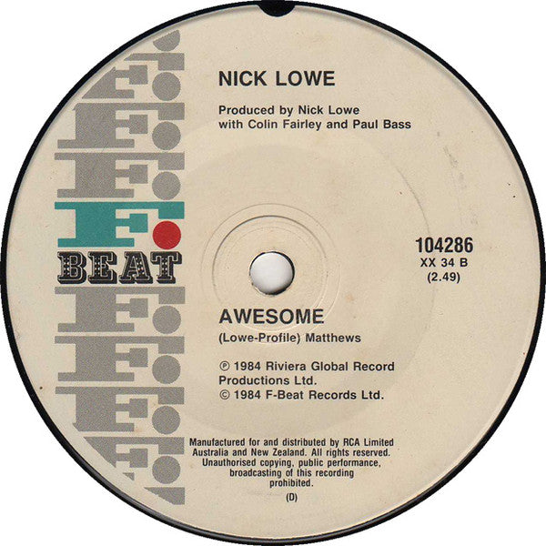 Nick Lowe : Half A Boy And Half A Man (7", Single)