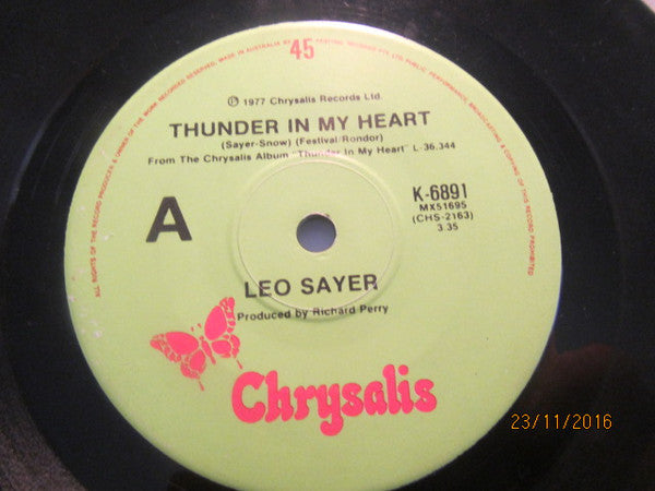 Leo Sayer : Thunder In My Heart (7", Single)