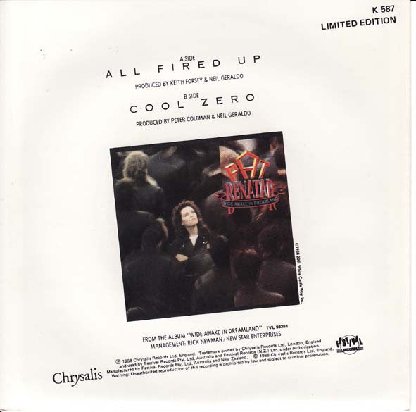 Pat Benatar : All Fired Up (7", Single, Ltd)
