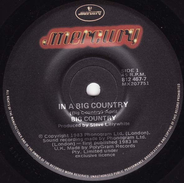 Big Country : In A Big Country (7", Single)