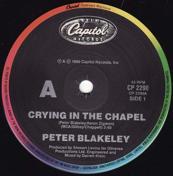 Peter Blakeley : Crying In The Chapel (7", Single)