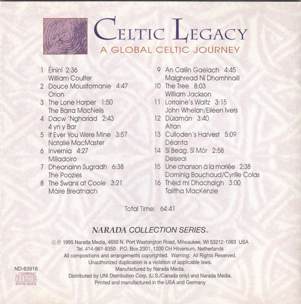 Various : Celtic Legacy A Global Celtic Journey (CD, Comp)