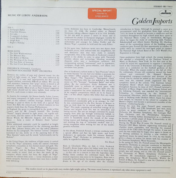 Leroy Anderson, Eastman-Rochester Orchestra, Frederick Fennell : The Music Of Leroy Anderson (LP, RE)