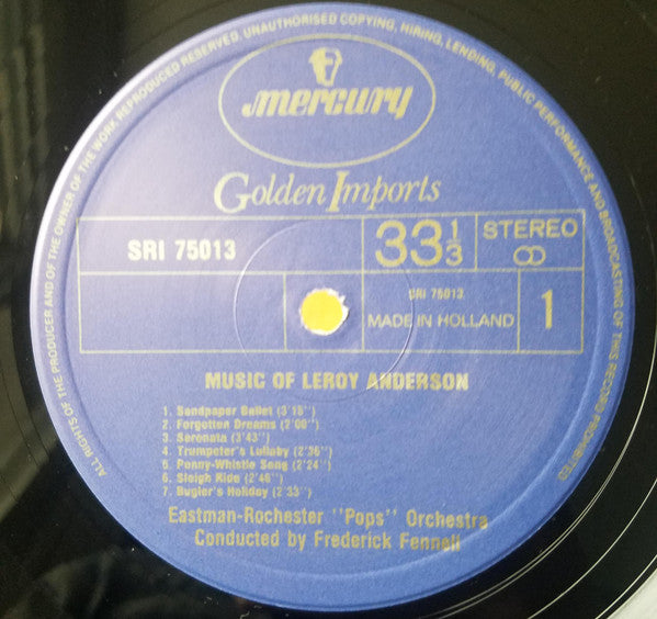 Leroy Anderson, Eastman-Rochester Orchestra, Frederick Fennell : The Music Of Leroy Anderson (LP, RE)