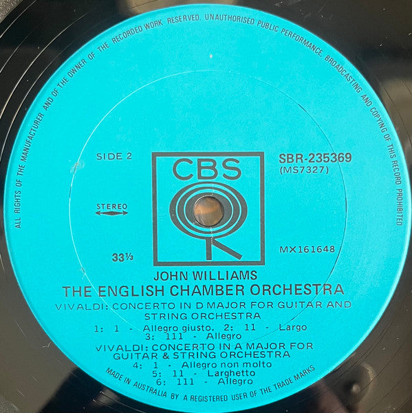 John Williams (7) / The English Chamber Orchestra* : Vivaldi: Guitar Concertos In D Major And A Major - Giuliani: Guitar Concerto In A Major (LP, Album)