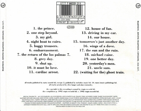 Madness : Divine Madness (CD, Comp, RE)