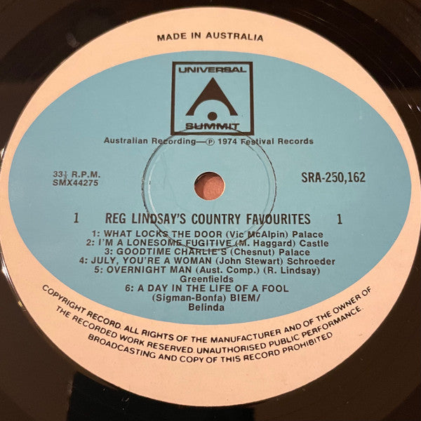 Reg Lindsay : Reg Lindsay's Country Favourites (LP, Album)
