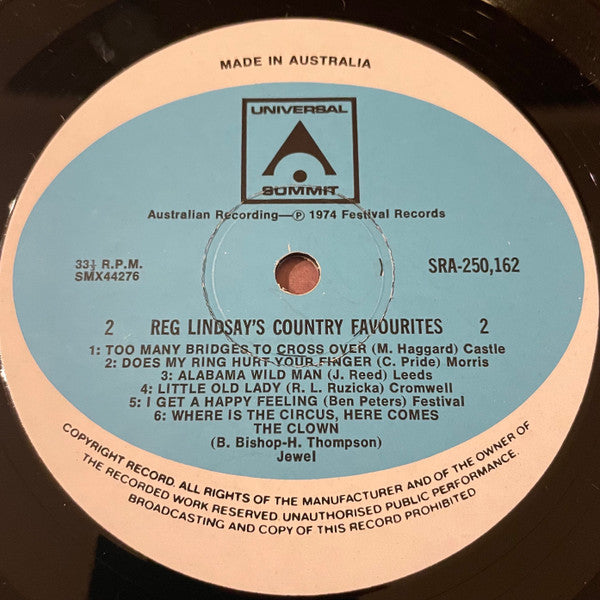 Reg Lindsay : Reg Lindsay's Country Favourites (LP, Album)