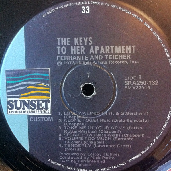 Ferrante & Teicher : The Keys To Her Apartment (LP, Album, RE)