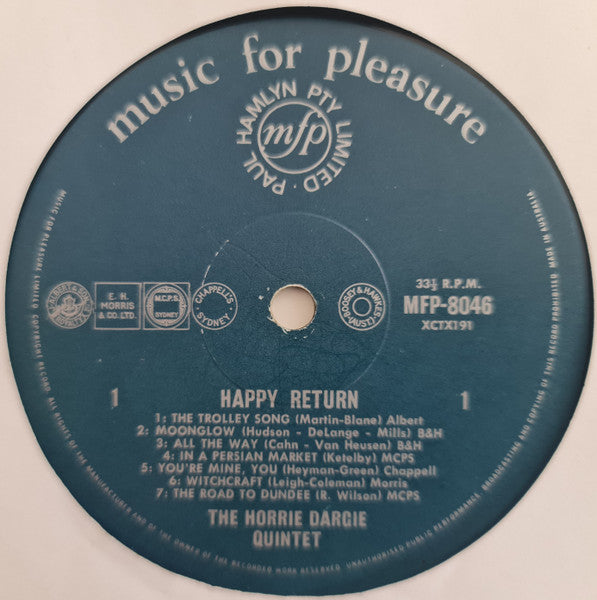 The Horrie Dargie Quintet : Happy Return (LP, Album, RE)