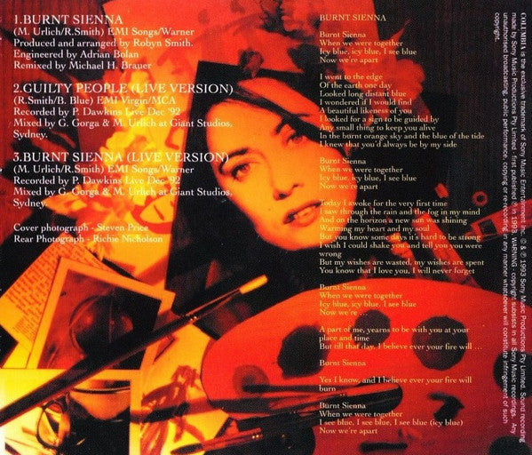 Margaret Urlich : Burnt Sienna (CD, Single)