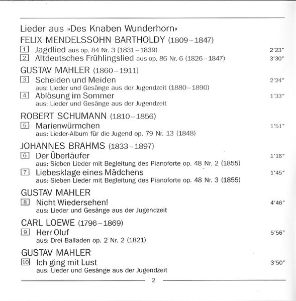 Thomas Hampson, Geoffrey Parsons (2) : Des Knaben Wunderhorn (CD)
