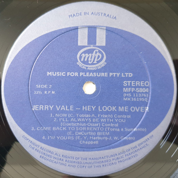 Jerry Vale : Hey Look Me Over (LP, Album)