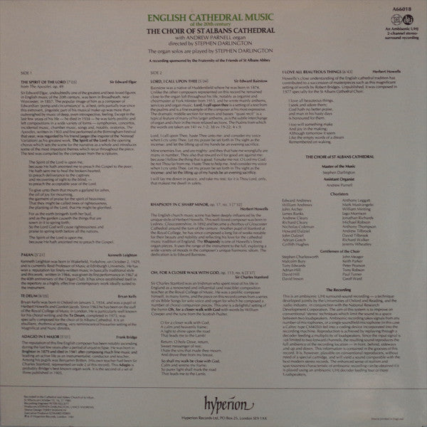 Choir Of St Albans Cathedral* With Andrew Parnell Directed By Stephen Darlington : English Cathedral Music Of The 20th Century (LP, Amb)