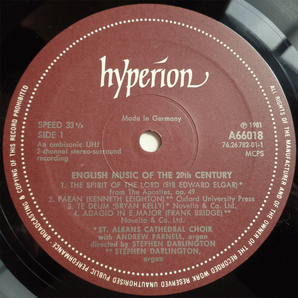 Choir Of St Albans Cathedral* With Andrew Parnell Directed By Stephen Darlington : English Cathedral Music Of The 20th Century (LP, Amb)