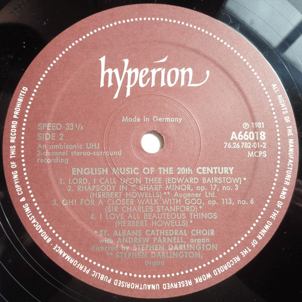 Choir Of St Albans Cathedral* With Andrew Parnell Directed By Stephen Darlington : English Cathedral Music Of The 20th Century (LP, Amb)