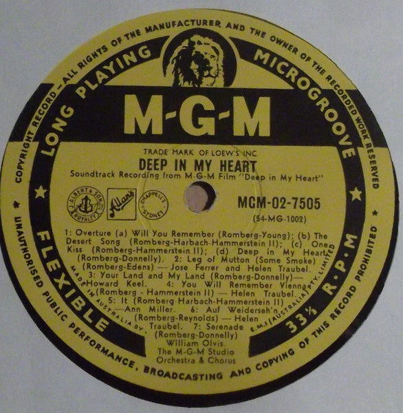 José Ferrer, Merle Oberon, Helen Traubel With Jane Powell, Vic Damone, Tony Martin (3), Howard Keel, Ann Miller, William Olvis, Rosemary Clooney, Gene Kelly, Fred Kelly (8) : Deep In My Heart (LP, Album, Mono)