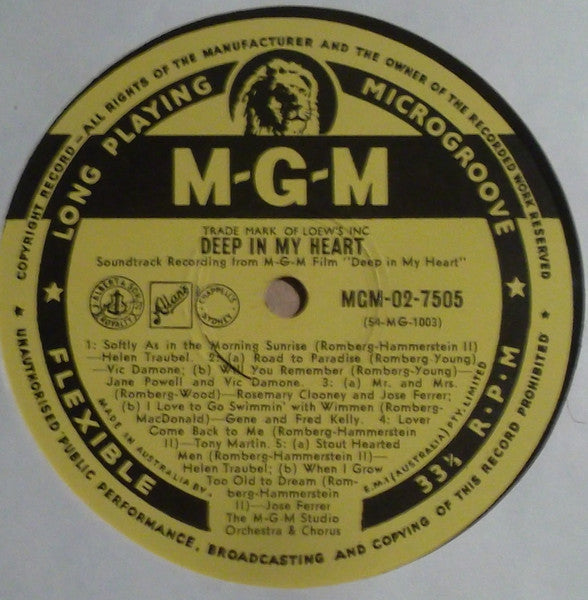 José Ferrer, Merle Oberon, Helen Traubel With Jane Powell, Vic Damone, Tony Martin (3), Howard Keel, Ann Miller, William Olvis, Rosemary Clooney, Gene Kelly, Fred Kelly (8) : Deep In My Heart (LP, Album, Mono)