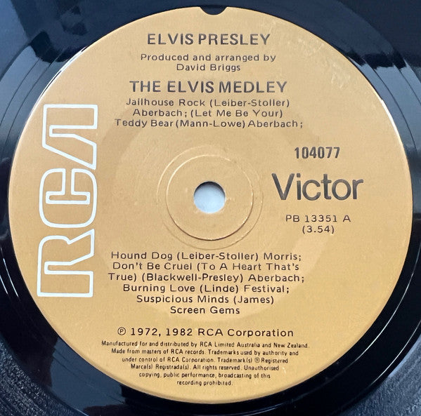 Elvis Presley : The Elvis Medley (7", Single)