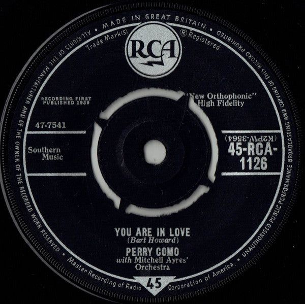 Perry Como : I Know (7", Single, Pus)